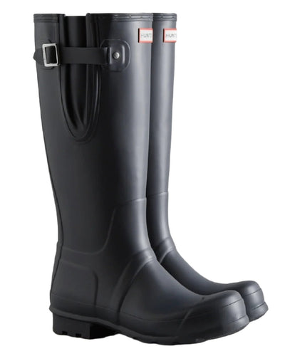 Navy coloured Hunter Mens Tall Side Adjustable Wellington Boots on white background #colour_navy