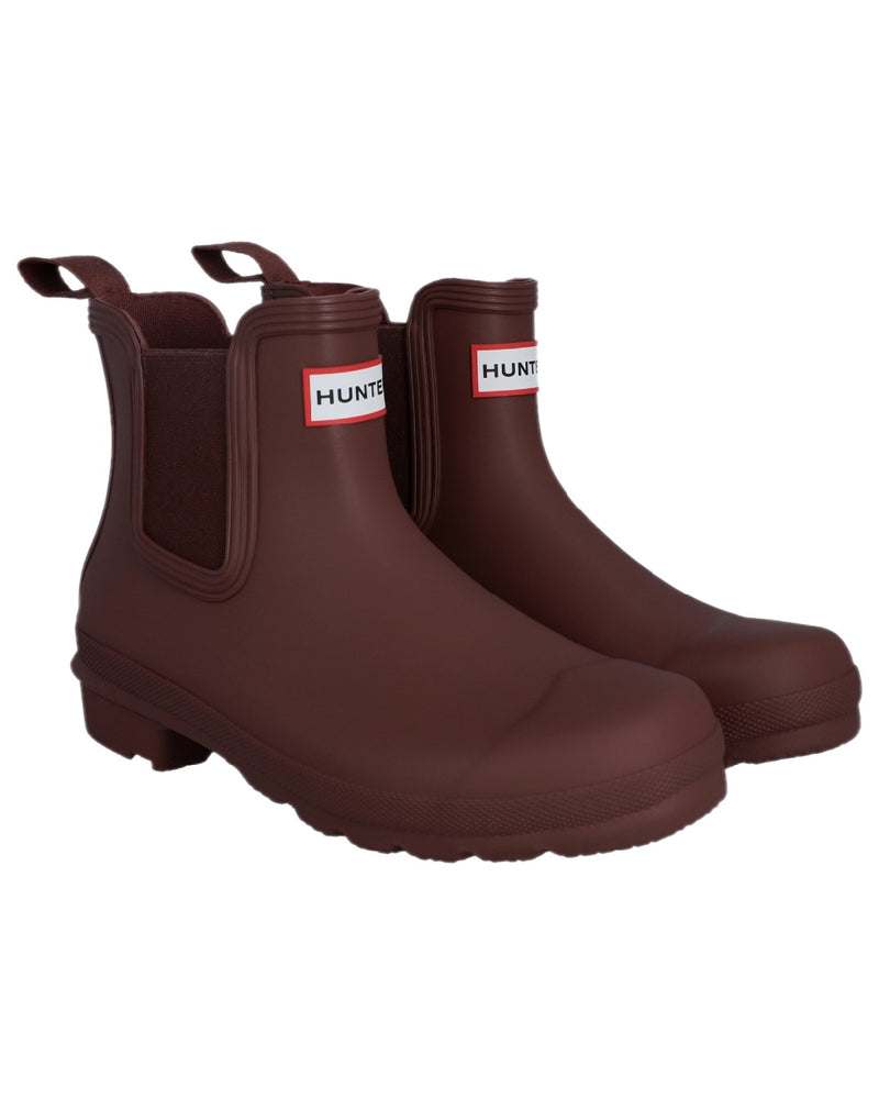 Merlot Coloured Hunter Womens Original Chelsea Boots on white background
