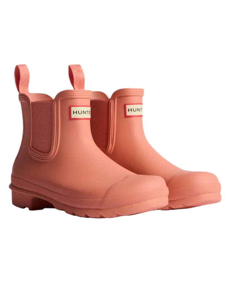Terracotta Coloured Hunter Womens Original Chelsea Boots on white background

