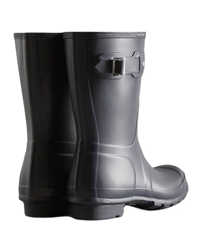 Navy coloured Hunter Womens Originals Short Back Adjustable Wellington Boots on white background #colour_navy