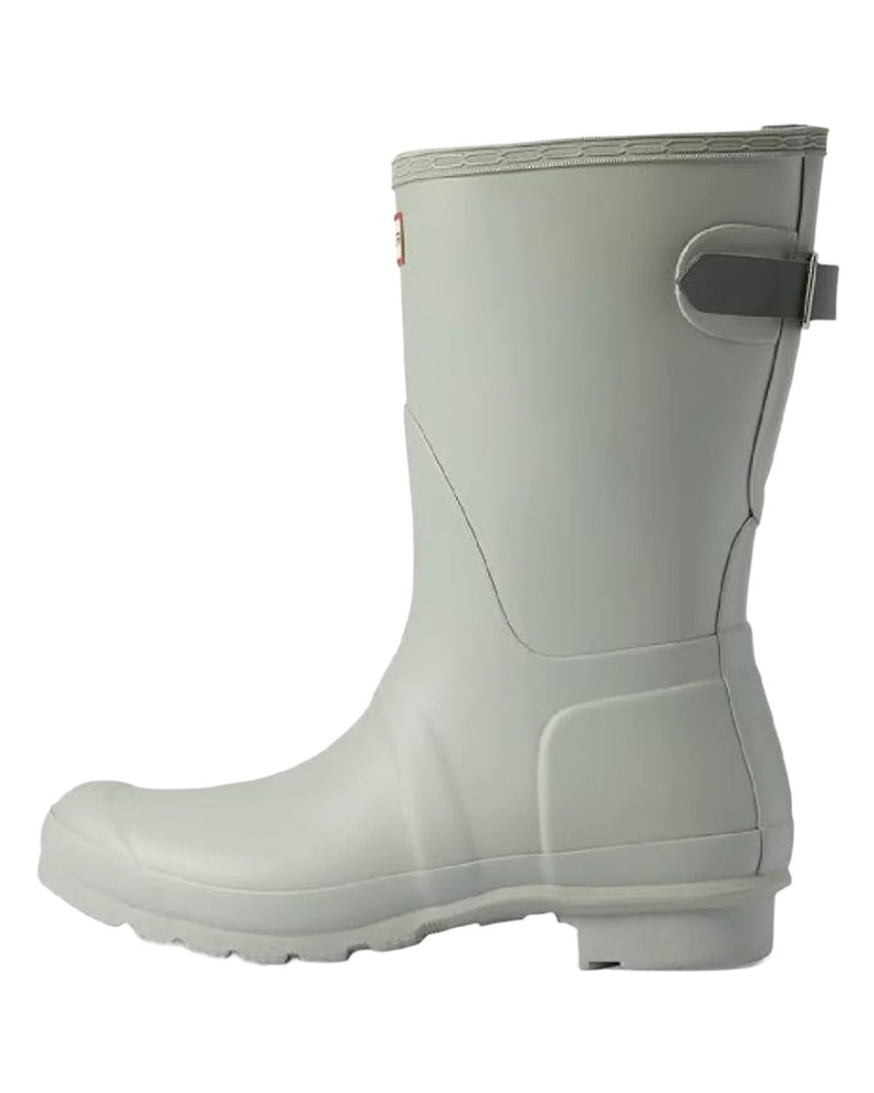 Urban Grey coloured Hunter Womens Originals Short Back Adjustable Wellington Boots on white background 