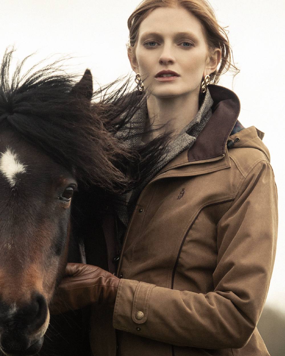 Manteau Équestre Mi-Long Jack Murphy Femme Taille 12 - Kaki Avec Capuche