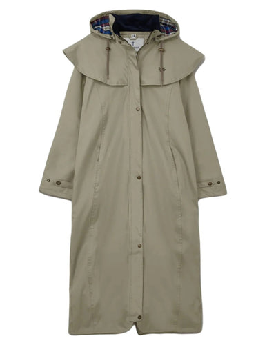 Fawn Lighthouse Outback Full Length Ladies Waterproof Raincoat on white background #colour_fawn