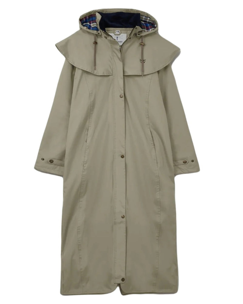 Fawn Lighthouse Outback Full Length Ladies Waterproof Raincoat on white background 