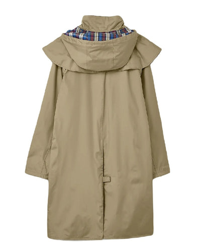 Fawn coloured Lighthouse Outrider 3/4 Length Ladies Waterproof Raincoat on white background #colour_fawn