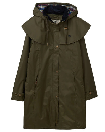 Fern coloured Lighthouse Outrider 3/4 Length Ladies Waterproof Raincoat on white background #colour_fern