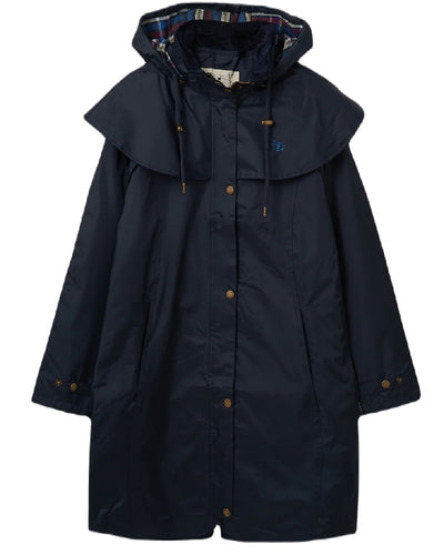 Nightshade coloured Lighthouse Outrider 3/4 Length Ladies Waterproof Raincoat on white background #colour_nightshade