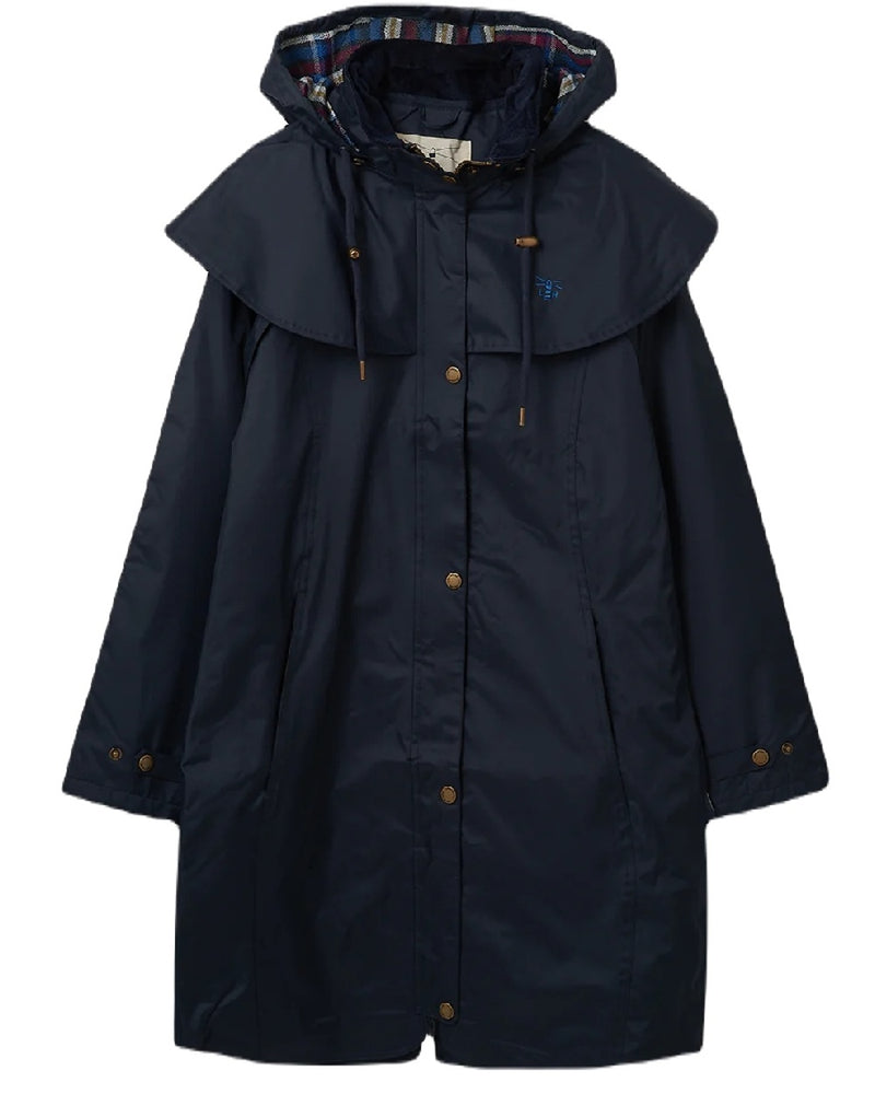 Nightshade coloured Lighthouse Outrider 3/4 Length Ladies Waterproof Raincoat on white background 