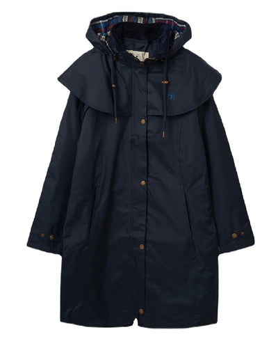 Nightshade coloured Lighthouse Outrider 3/4 Length Ladies Waterproof Raincoat on white background #colour_nightshade