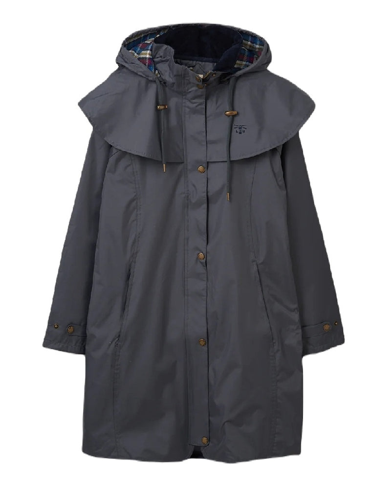 Urban Grey coloured Lighthouse Outrider 3/4 Length Ladies Waterproof Raincoat on white background 