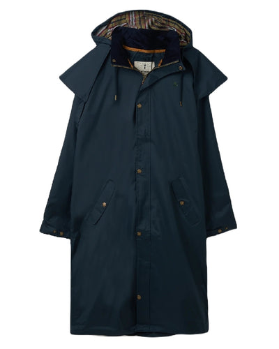 Navy coloured Lighthouse Long Waterproof Coat on white background #colour_navy