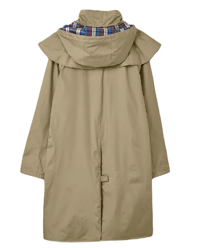 Fawn coloured Lighthouse Outrider 3/4 Length Ladies Waterproof Raincoat on white background #colour_fawn