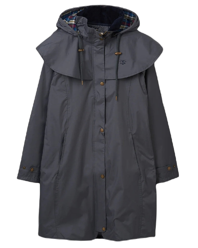 Urban Grey coloured Lighthouse Outrider 3/4 Length Ladies Waterproof Raincoat on white background 