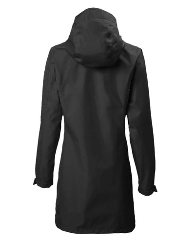 Black coloured Musto Ladies Sardinia Long Rain Jacket on white background #colour_black