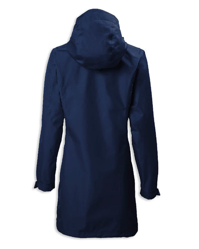 Navy coloured Musto Ladies Sardinia Long Rain Jacket on white background #colour_navy