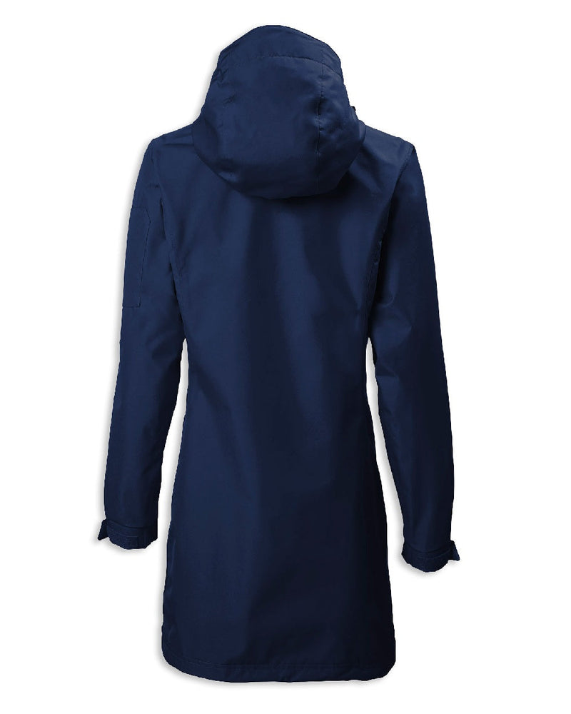 Navy coloured Musto Ladies Sardinia Long Rain Jacket on white background 