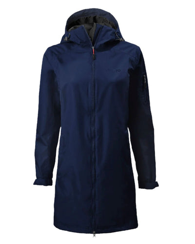 Navy coloured Musto Ladies Sardinia Long Rain Jacket on white background #colour_navy