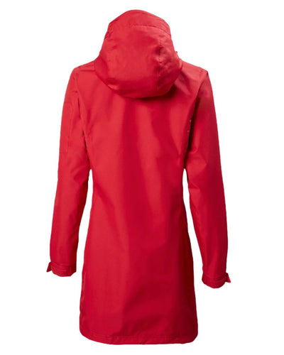 Red coloured Musto Ladies Sardinia Long Rain Jacket on white background #colour_red