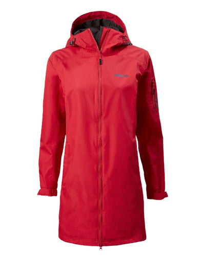 Red coloured Musto Ladies Sardinia Long Rain Jacket on white background #colour_red