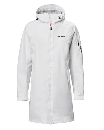 White coloured Musto Ladies Sardinia Long Rain Jacket on white background #colour_white