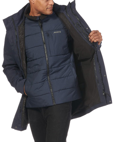 Navy coloured Musto Mens Marina Primaloft 3 in 1 Parka on white background #colour_navy