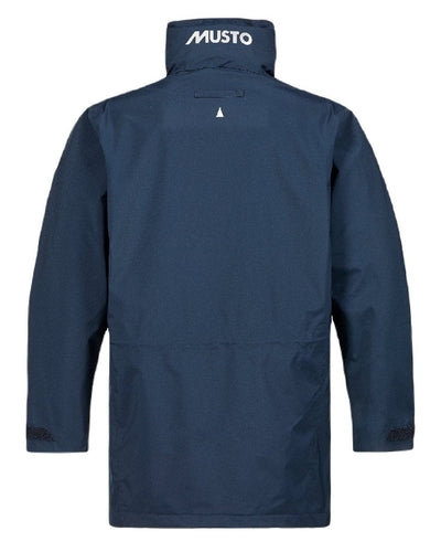 Navy coloured Musto Sardinia Long Rain Jacket on white background #colour_navy