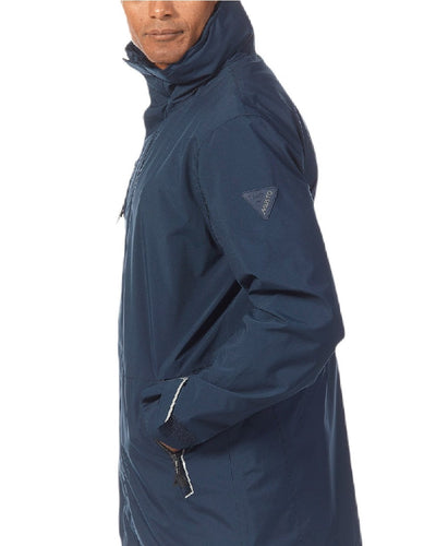 Navy coloured Musto Sardinia Long Rain Jacket on white background #colour_navy