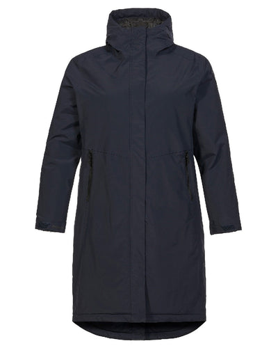 Navy coloured Musto Womens Corsica Primaloft Longline Parka on white background #colour_navy