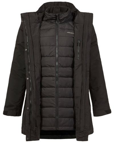 Black coloured Musto Womens Primaloft 3 in 1 Parka on white background #colour_black