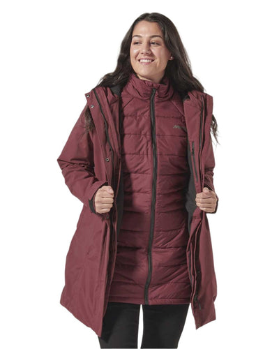 Windsor Wine coloured Musto Womens Primaloft 3 in 1 Parka on white background #colour_windsor-wine