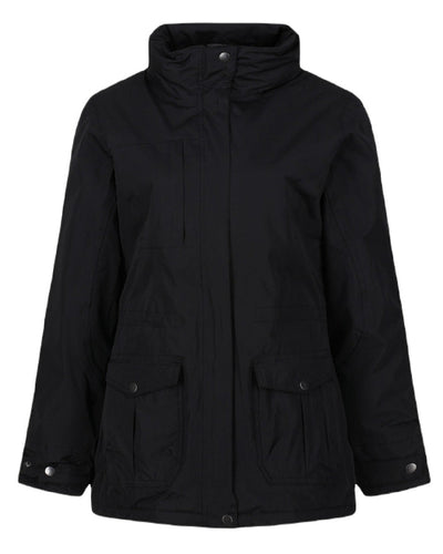 Black coloured Regatta Womens Darby III Insulated Parka Jacket on white background #colour_black