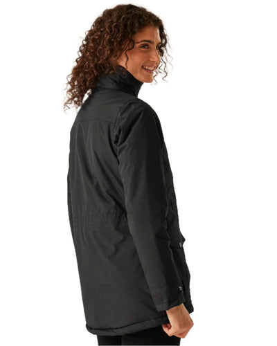 Black coloured Regatta Womens Darby III Insulated Parka Jacket on white background #colour_black