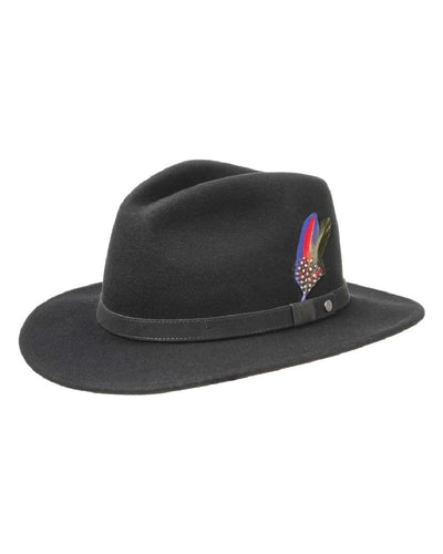 Black coloured Stetson Yutan Wool Hat on white background #colour_black