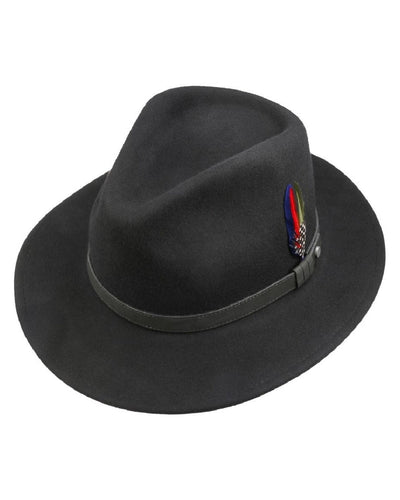 Black coloured Stetson Yutan Wool Hat on white background #colour_black