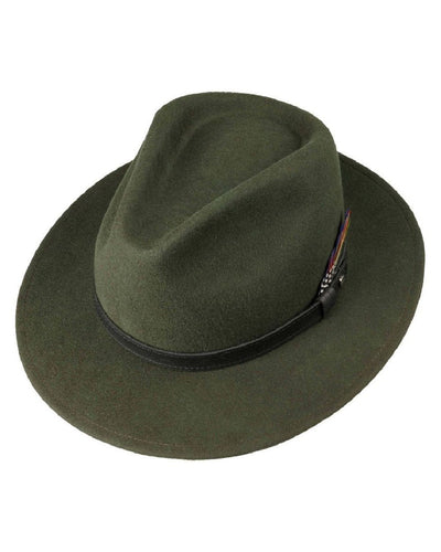 Dark Green coloured Stetson Yutan Wool Hat on white background #colour_dark-green