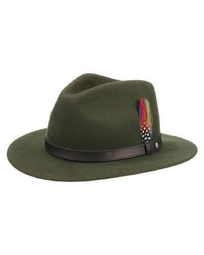 Dark Green coloured Stetson Yutan Wool Hat on white background #colour_dark-green