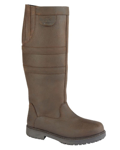 Brown Waxy coloured Woodland Hailey High Leg Leather Boots on white background #colour_brown-waxy