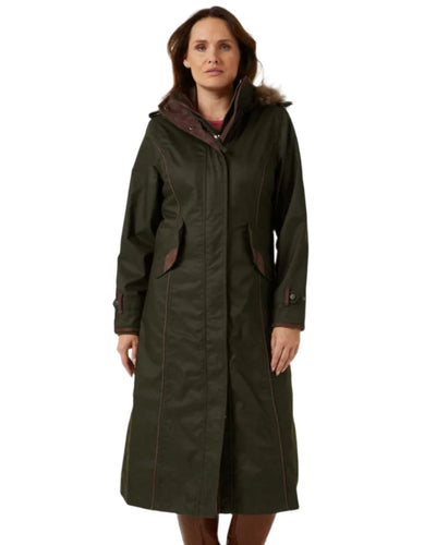 Woodland Coloured Alan Paine Fernley Long Waterproof Coat On A White Background #colour_woodland