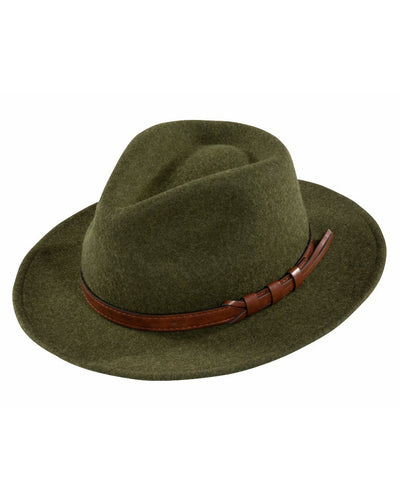 Olive Coloured Alan Paine Richmond Felt Hat On A White Background #colour_olive