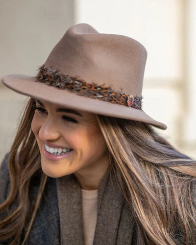 Mink Coloured Alan Paine Richmond Ladies Fedora On A Blurry Background #colour_mink