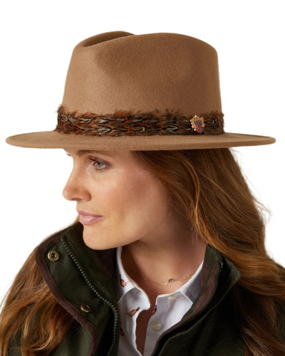 Mink Coloured Alan Paine Richmond Ladies Fedora On A White Background #colour_mink