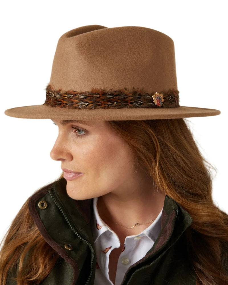 Mink Coloured Alan Paine Richmond Ladies Fedora On A White Background 