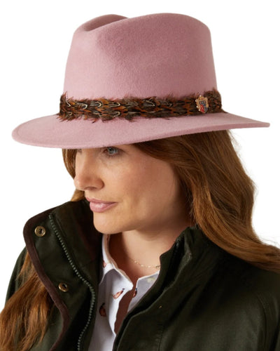 Pink Coloured Alan Paine Richmond Ladies Fedora On A White Background #colour_pink