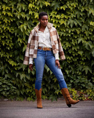 Carmel Suede Coloured Ariat Womens Addison Boot on street background #colour_carmel-suede