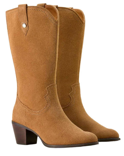 Carmel Suede Coloured Ariat Womens Addison Boot on white background #colour_carmel-suede