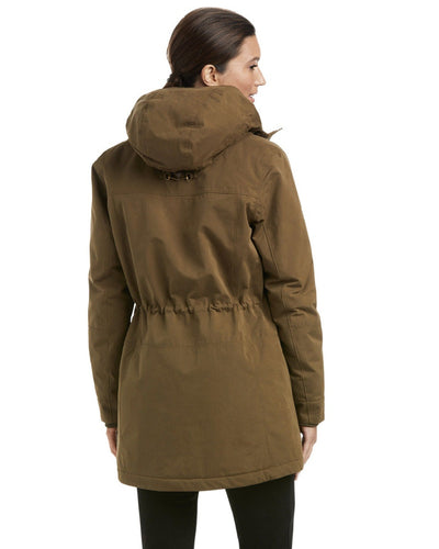 Earth Coloured Ariat Womens Argentium Waterproof Parka On A White Background #colour_earth