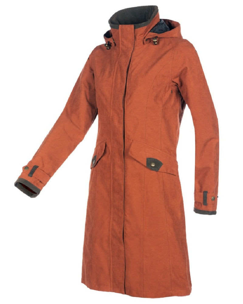 Terracotta Coloured Baleno Chelsea Mid Length Coat On A White Background 