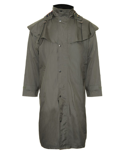 Olive Coloured Champion Highgrove Long Waterproof Coat On A White Background #colour_olive