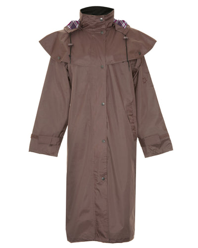 Brown Coloured Champion Sandringham Long Waterproof Coat On A White Background #colour_brown