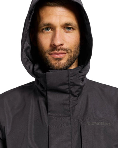 Black Coloured Didriksons Andreas Unisex Parka 2 On A White Background #colour_black